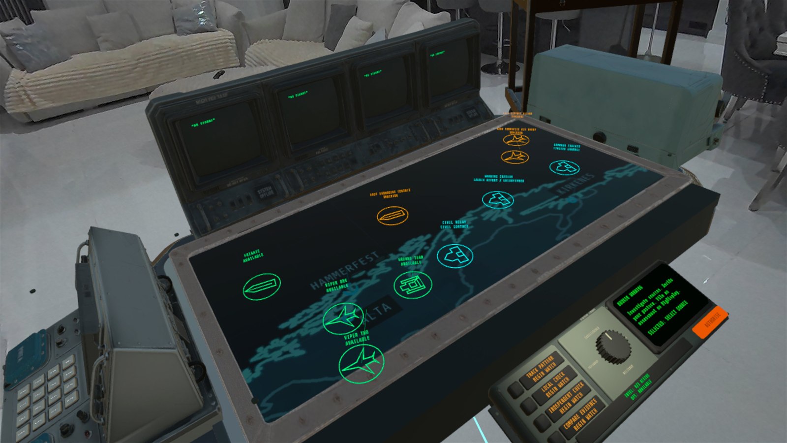 Air, naval and ground contacts on the Mixed Reality tactical map table